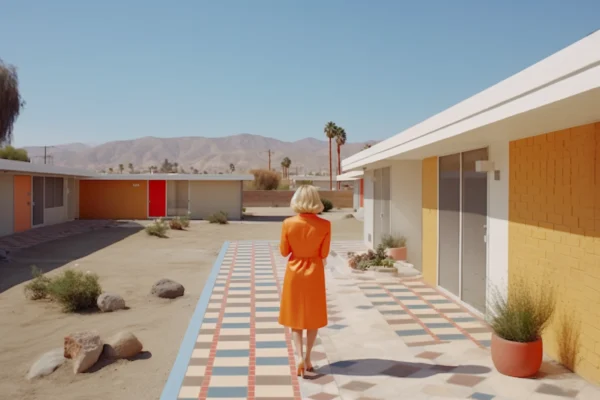 Palm Springs II, photographie d'art créée par IA (intelligence artificielle)