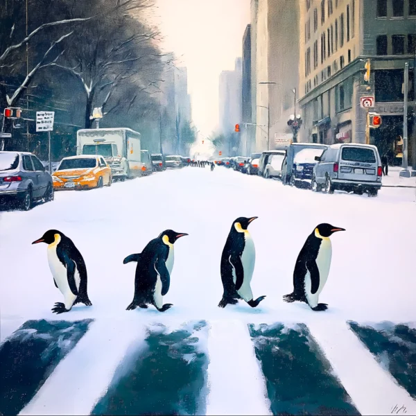 Abbey Road, peinture surréaliste inspiré de René Magritte et Vincent Munier