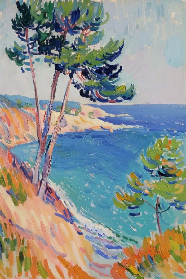 La mer près de Collioure, peinture post-impressionniste inspiré de Henri Matisse et Paul Cézanne