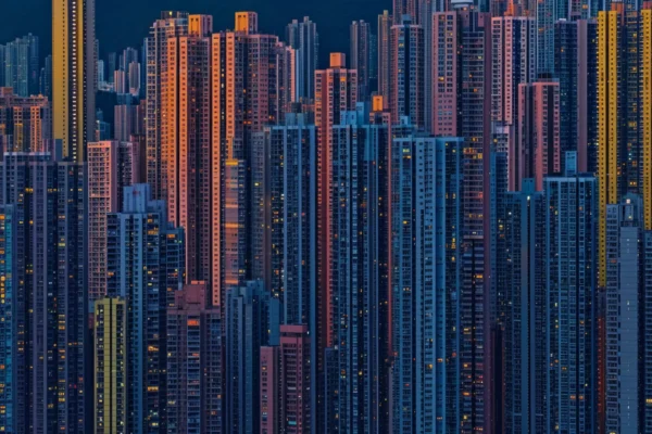 Métropole (in)urbaine II, photographie de gratte-ciels inspiré de Michael Wolf et Piet Mondrian