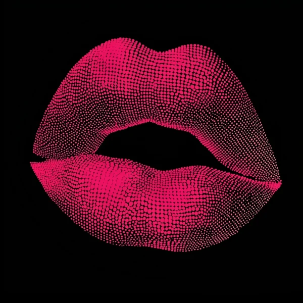 Rouge baiser, bouche sensuelle style pop art inspiré de Roy Lichtenstein et Andy Warhol