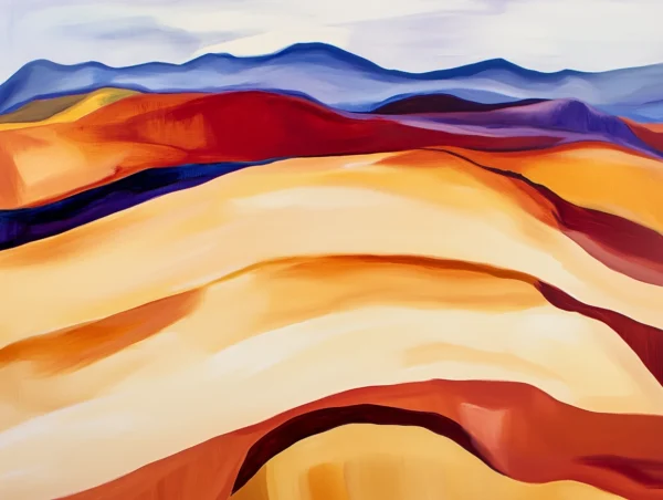 Desert dune, aquarelle du désert du Mojave inspiré de Nicolas de Staël et Georgia O'Keeffe